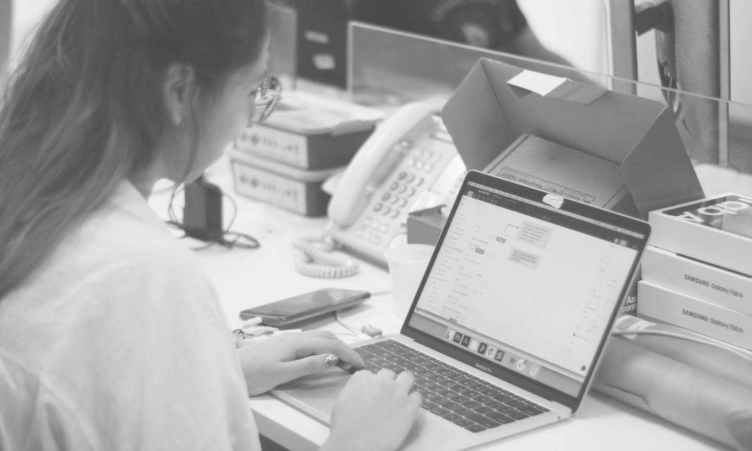 Student working on financial analysis project